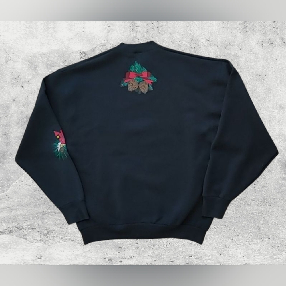 VTG 1990s Cardinal Bird Christmas Print Crew Neck Sweatshirt Size (XL) - Picture 2 of 8